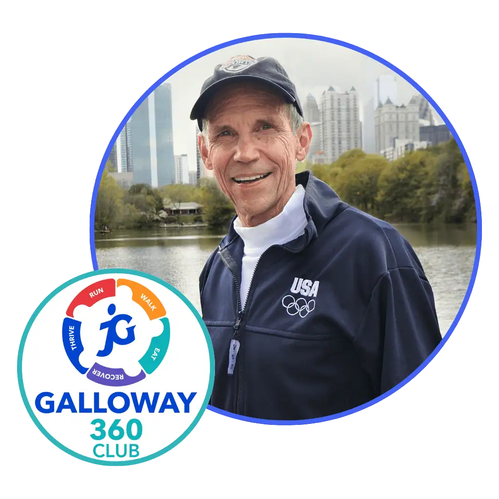 Jeff Galloway is pictured with a logo for Galloway 360