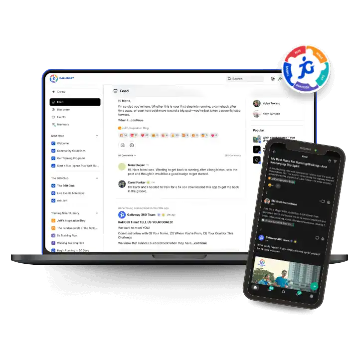 Galloway social platform on laptop and mobile devices