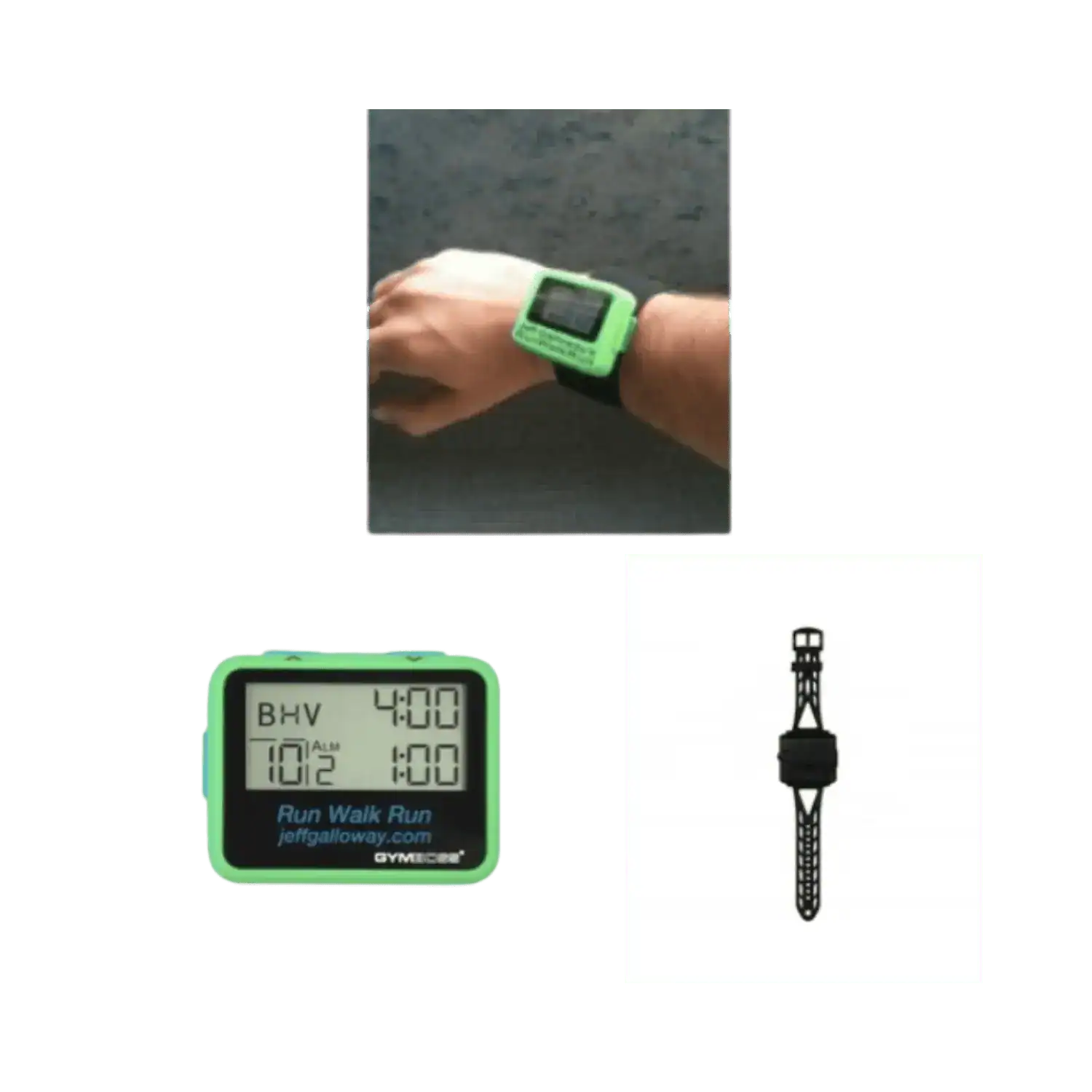 Green digital sports watch with fitness tracking display